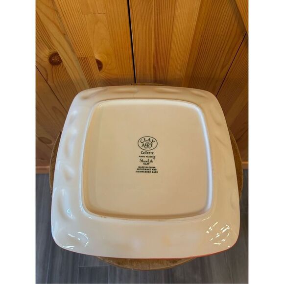 Clay Art Caliente Hand Painted StoneLite Serving Dishes Square Set Of 2 11” (847 - Picture 13 of 14
